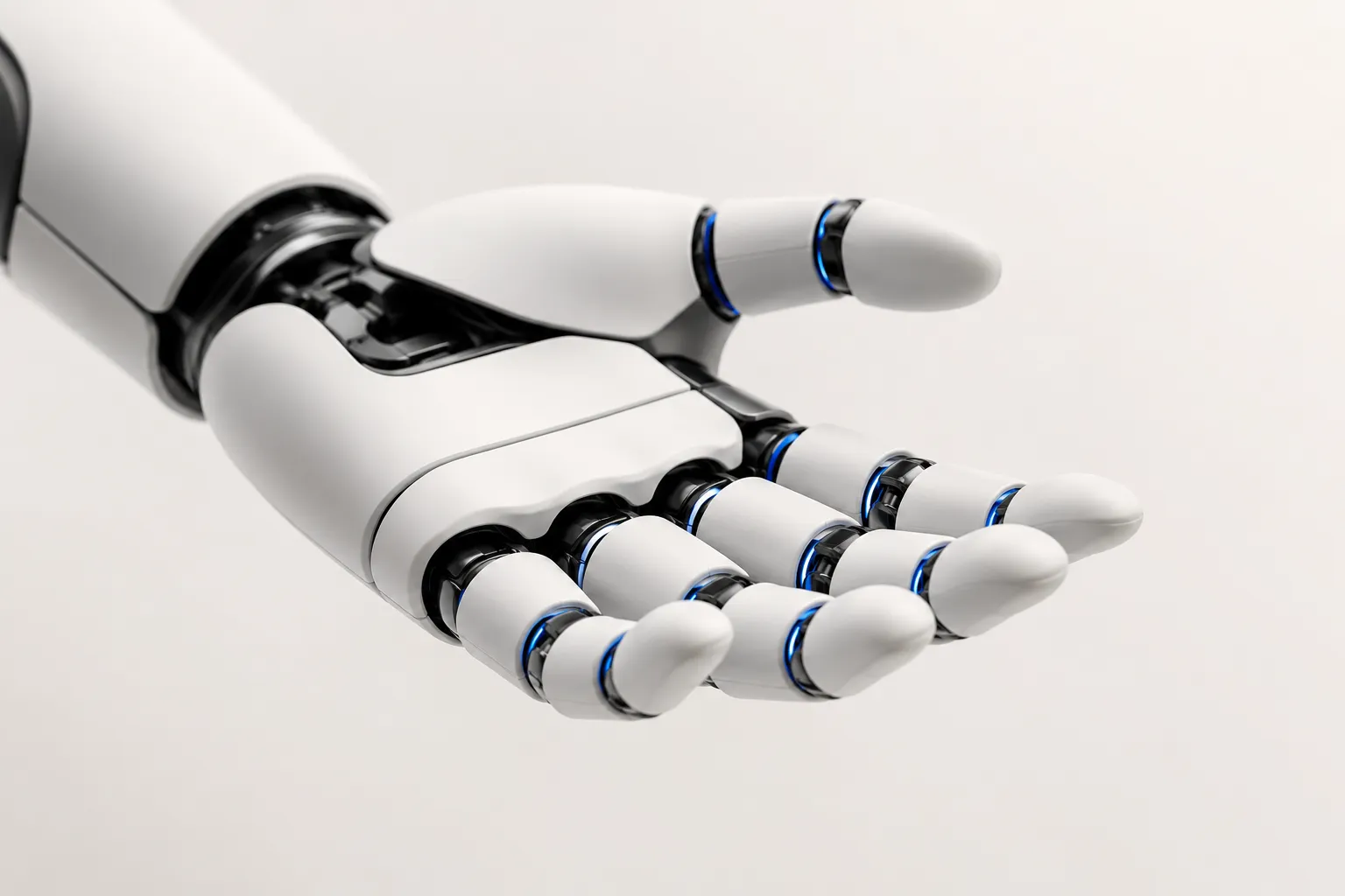 Close-up van een robothand met gearticuleerde vingers